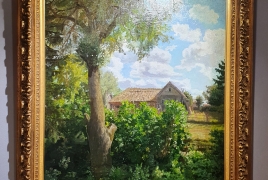 Антикварные картины (живопись и графика), Деревенский пейзаж с деревьями