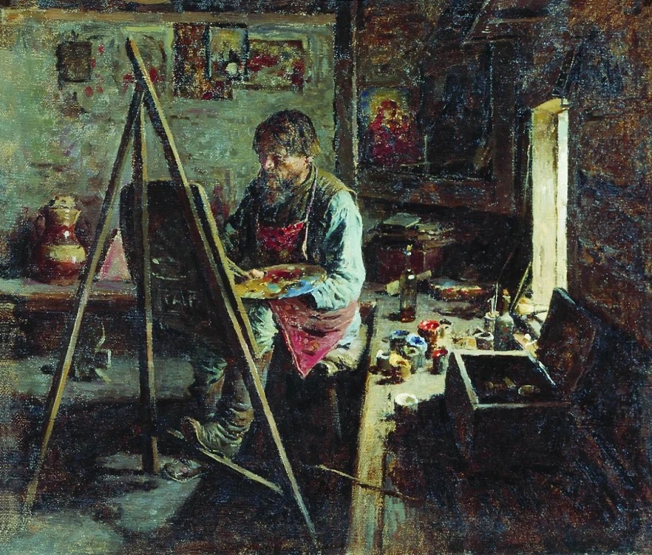 Абрам Архипов. Картина «Деревенский иконописец», 1889