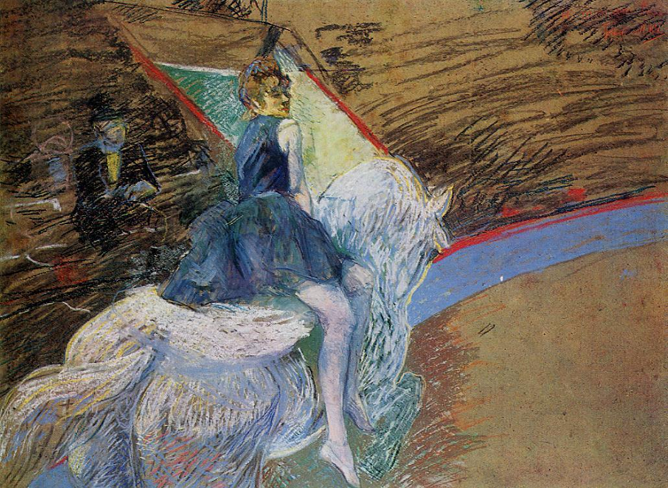 Анри Тулуз-Лотрек. Картина «В цирке Фернандо. Наездница на белом коне», 1888