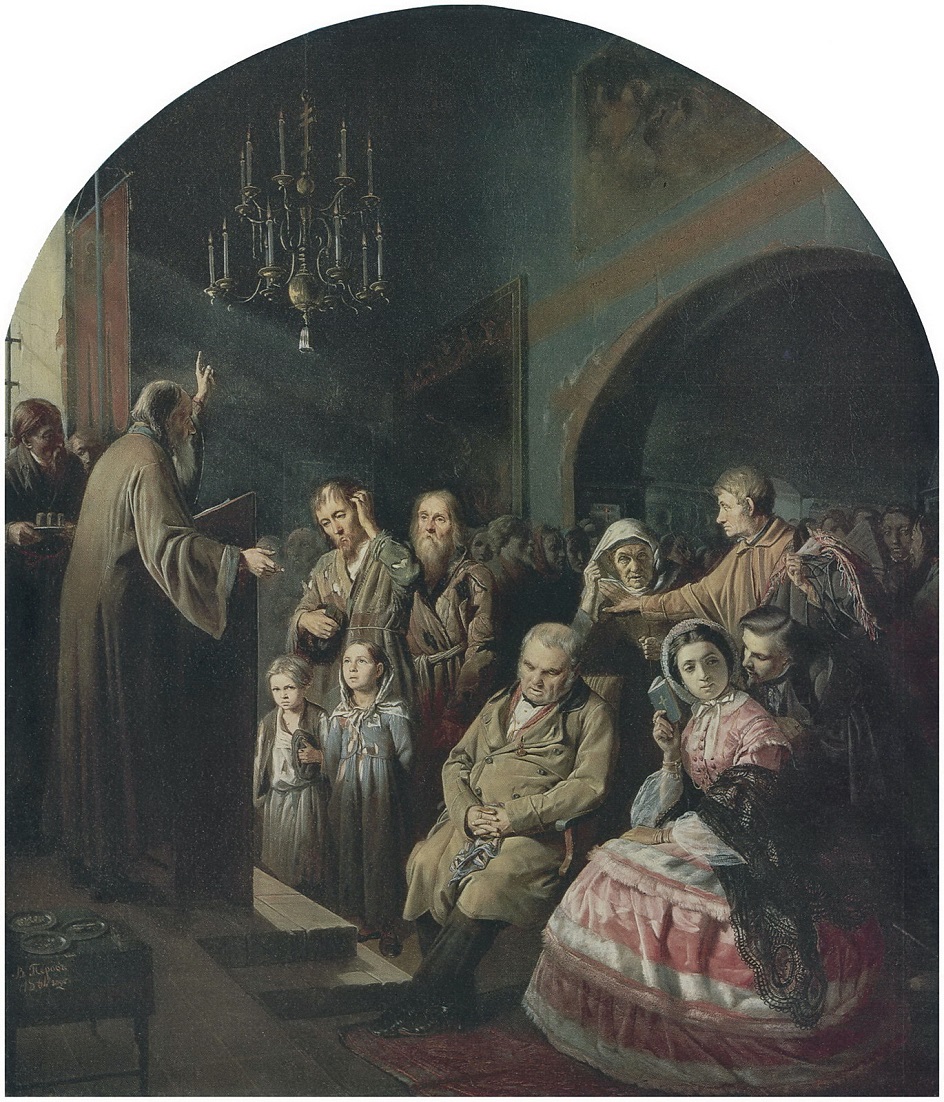 Василий Перов. «Проповедь в селе», 1861
