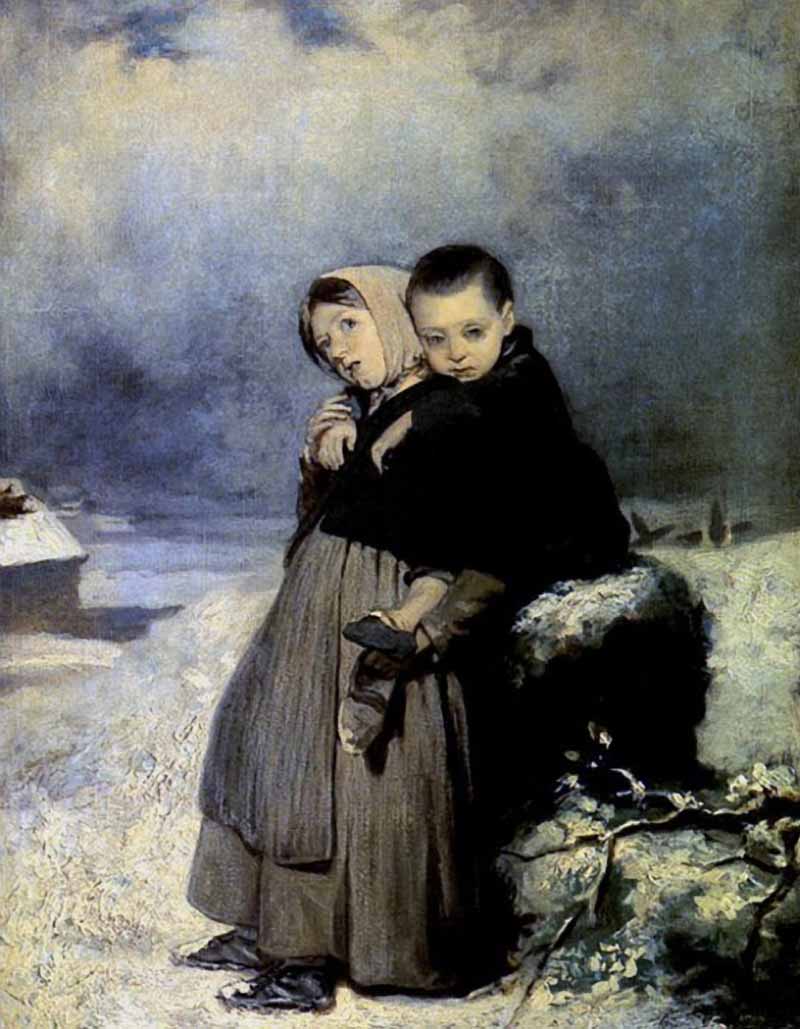 Василий Перов. «Дети-сироты на кладбище», 1864