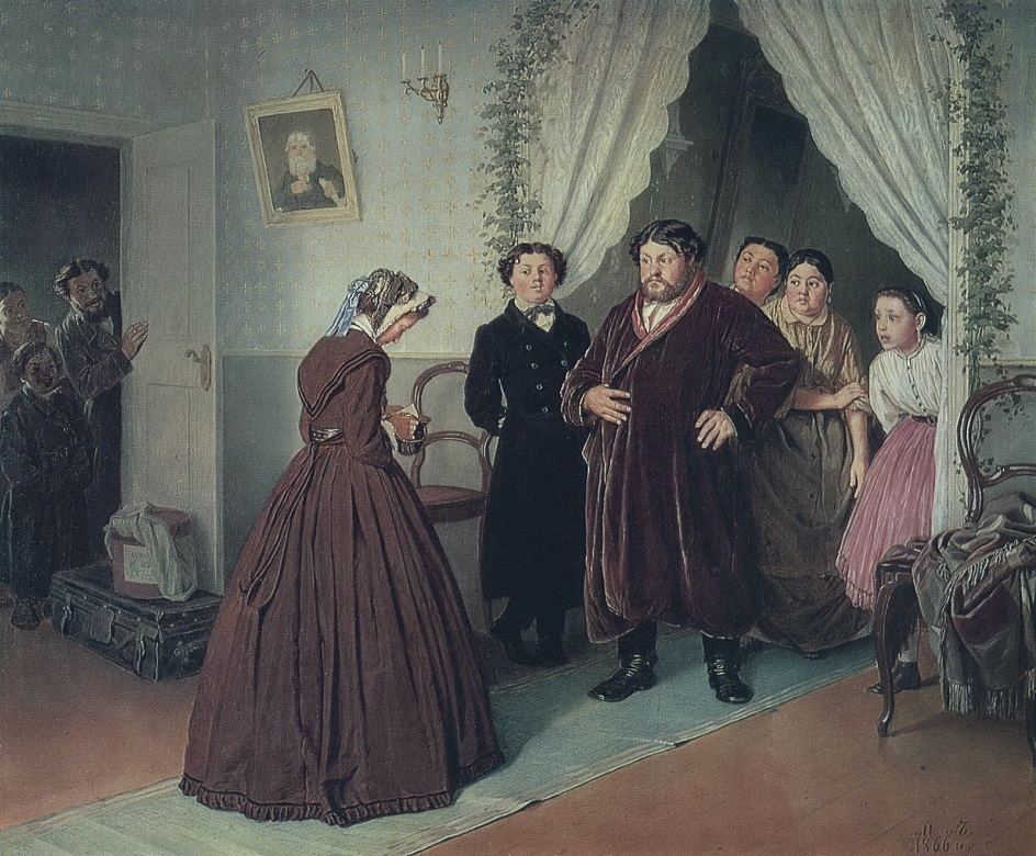 Василий Перов. «Приезд гувернантки в купеческий дом», 1866