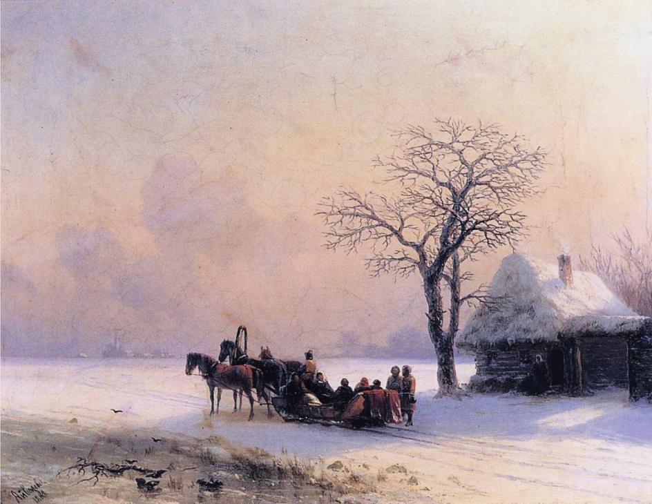 Иван Айвазовский. Картина «Зимняя сцена в Малороссии», 1860-е