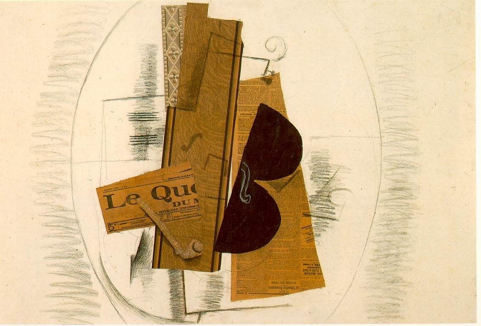 Коллаж. Жорж Брак. Коллаж «Скрипка и трубка», 1913