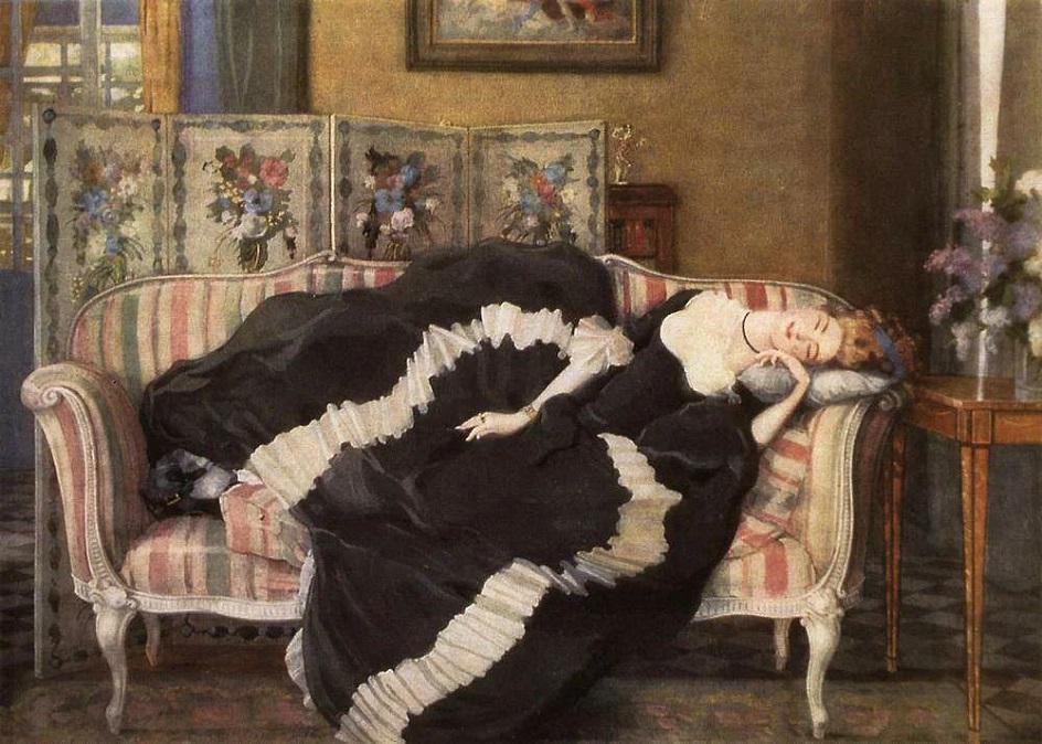 Константин Сомов. Картина «Спящая молодая женщина», 1909