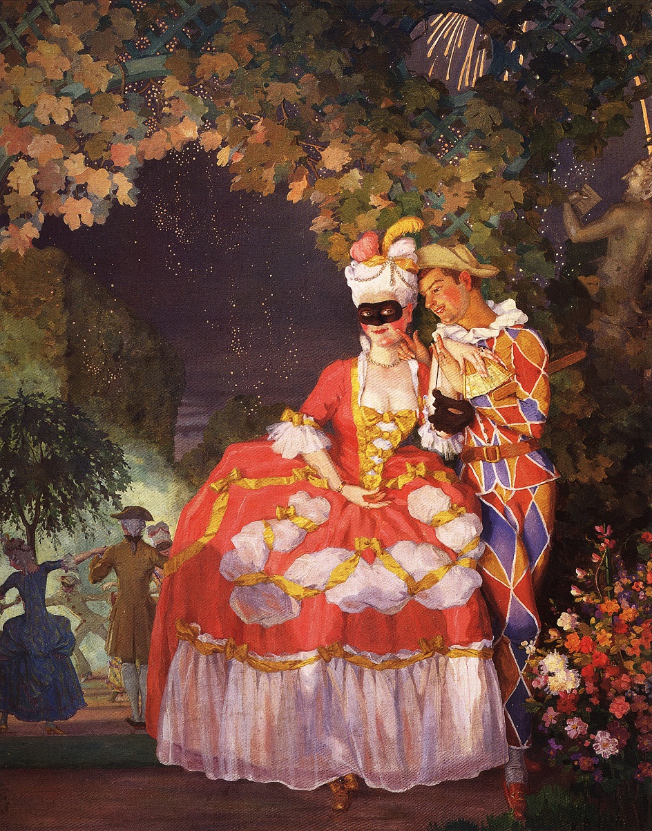 Константин Сомов. Картина «Арлекин и дама», 1921
