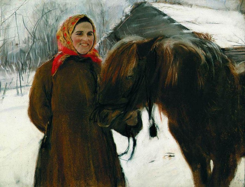 Пастель. Валентин Серов. «Баба с лошадью», 1899