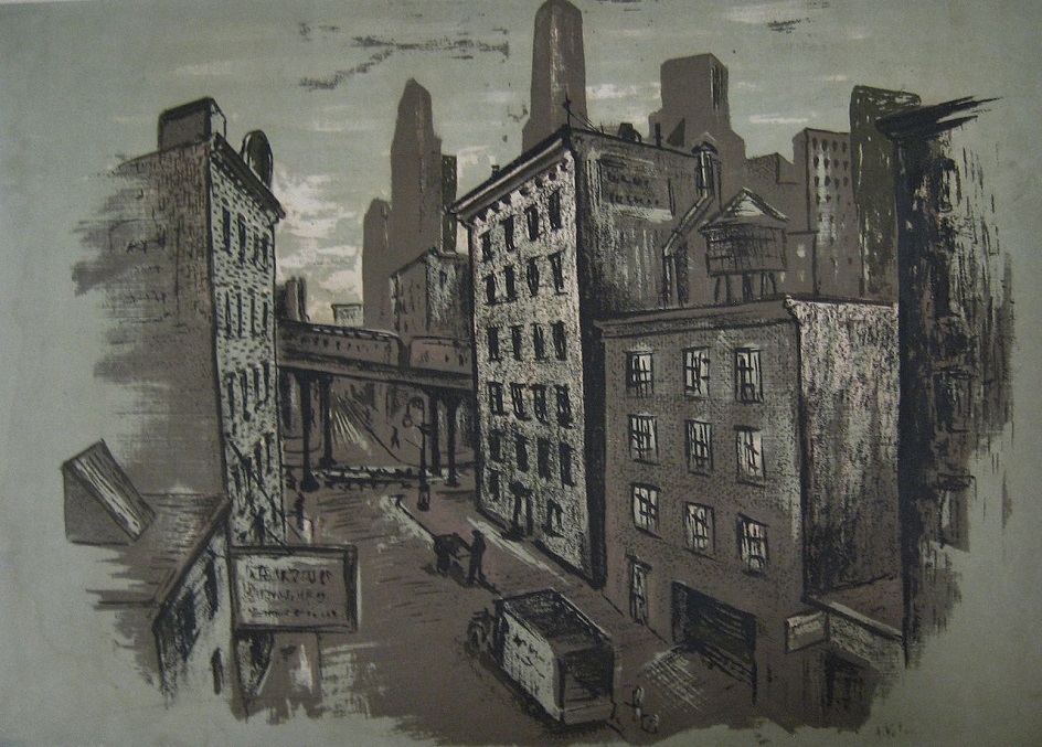 Энтони Велонис. Цветная шелкография Side Street, 1936-1942