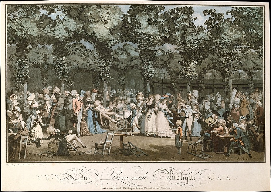 Акватинта. Филибер-Луи Дюбукор. Гравюра «Общественный променад», 1792