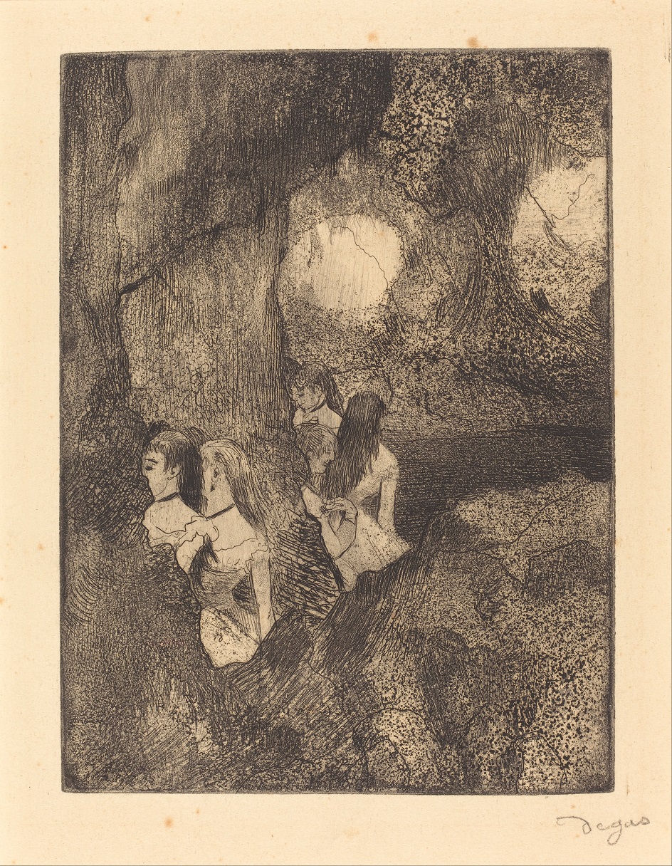 Акватинта. Эдгар Дега. Гравюра «Танцоры в крыльях», 1877