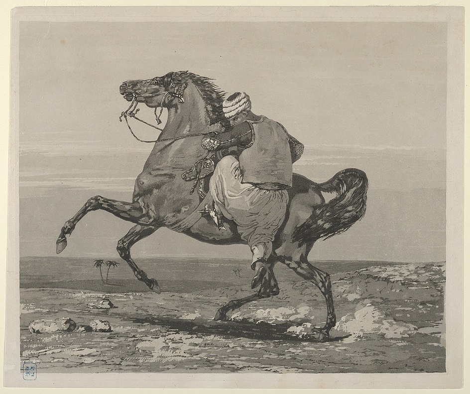 Акватинта. Эжен Делакруа. Гравюра «Турок, садящийся на коня», 1824