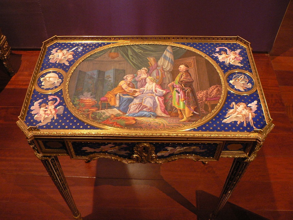 Маркетри. Мартен Карлен. Женский письменный стол с картиной, конец XVIII века