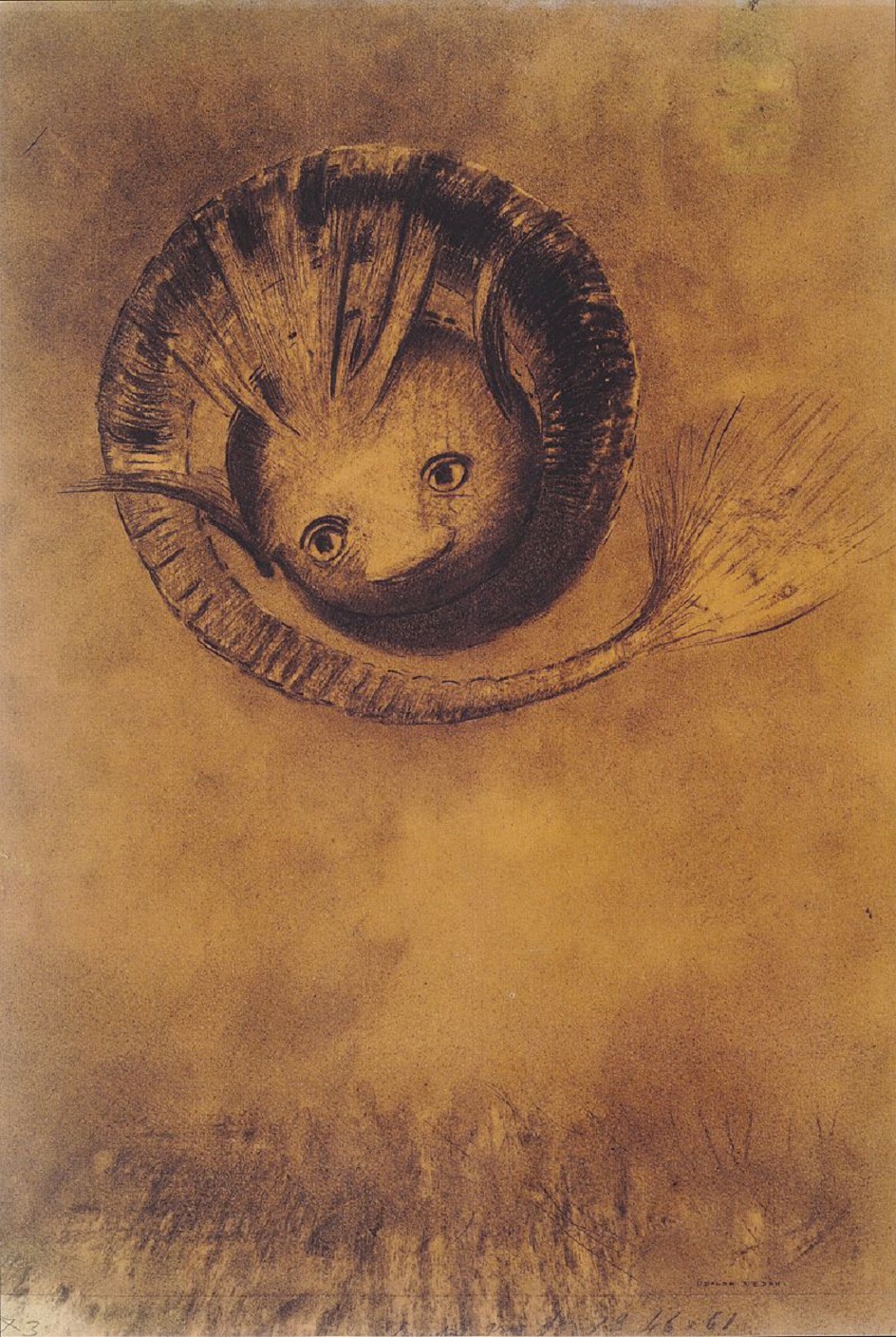 Одилон Редон. Гравюра «Химера», 1883