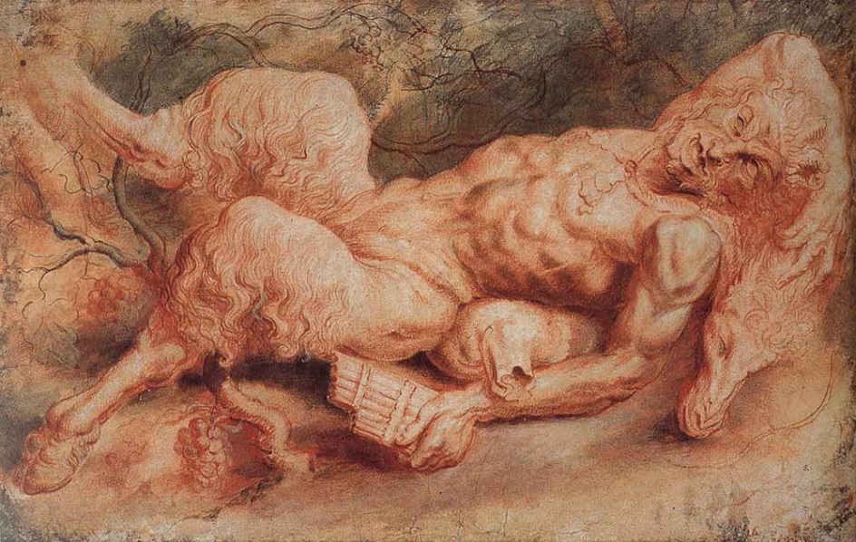 Сангина. Питер Пауль Рубенс. Рисунок «Спящий фавн», XVII век