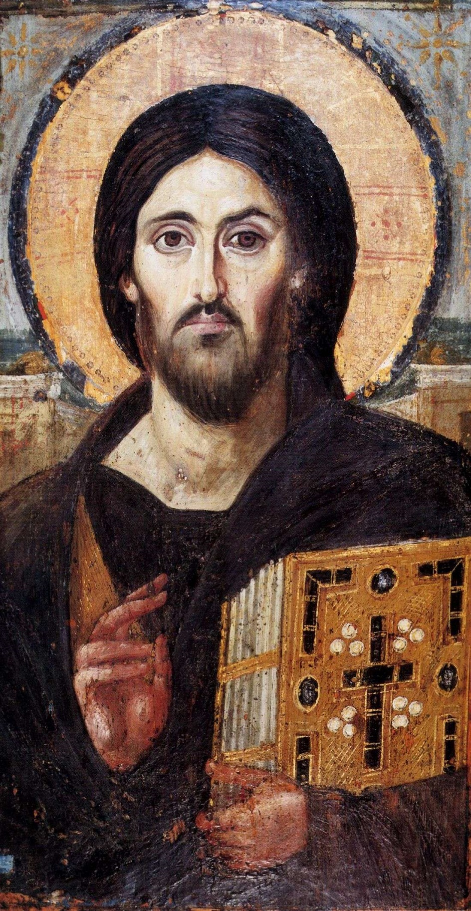 Энкаустика. Византийская икона «Христос Пантократор», VI век