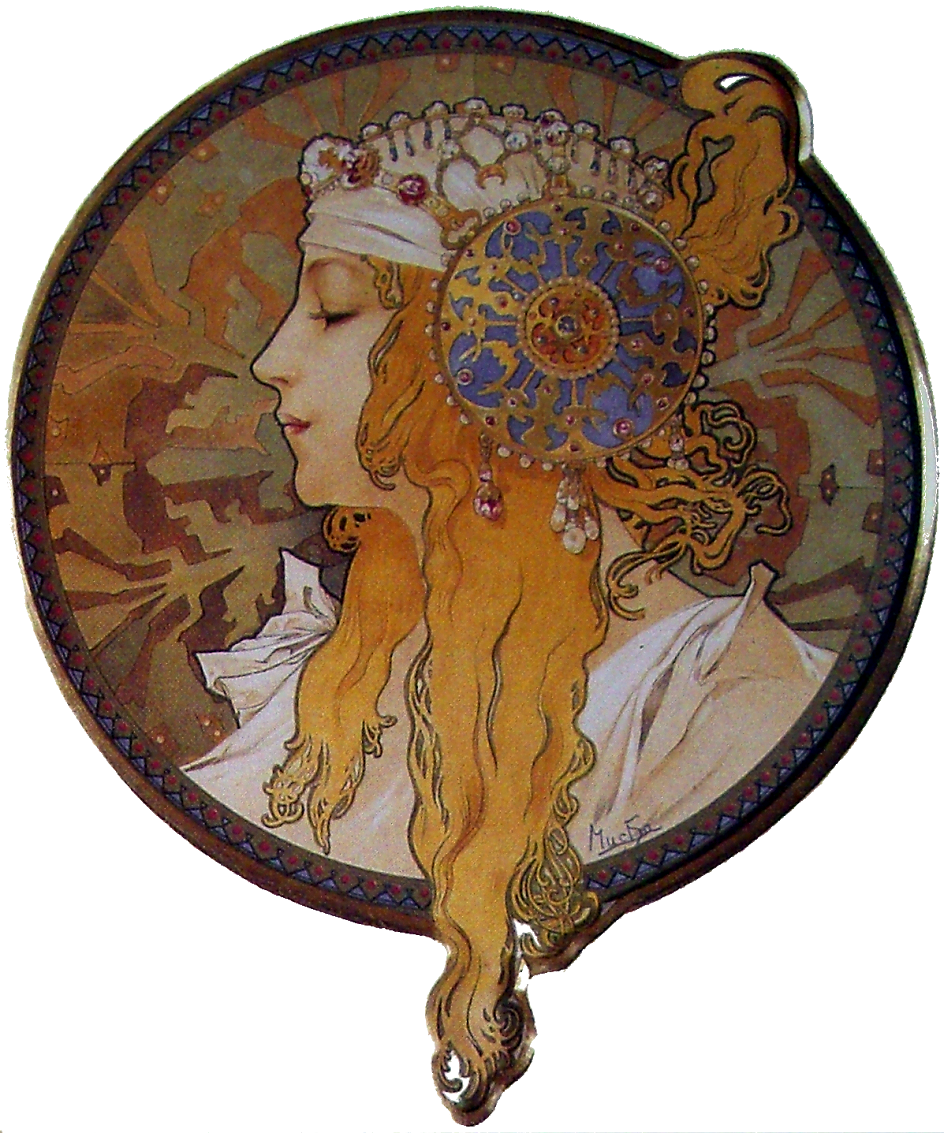 Альфонс Муха. «Голова византийки. Блондинка», 1897