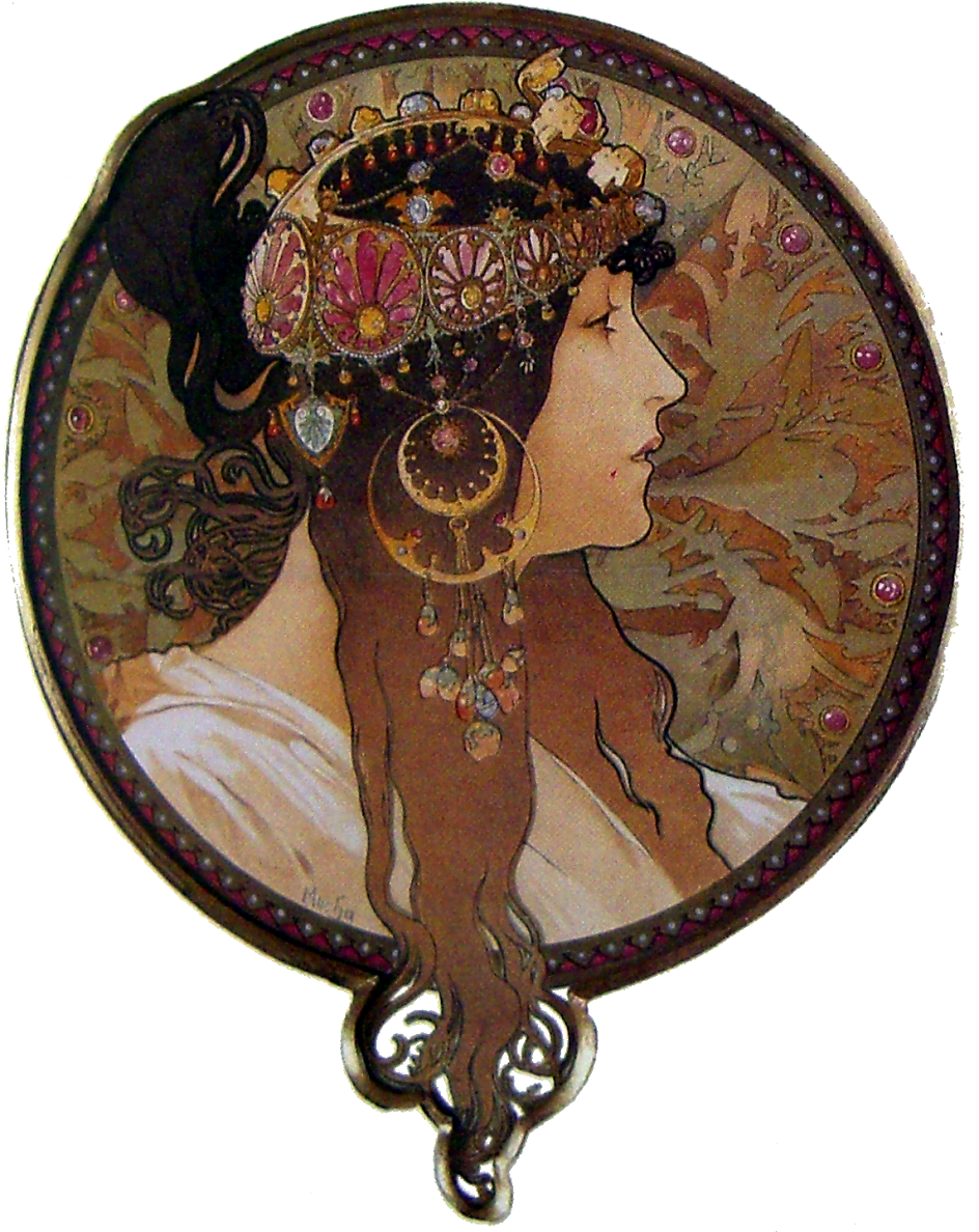 Альфонс Муха. «Голова византийки. Брюнетка», 1897
