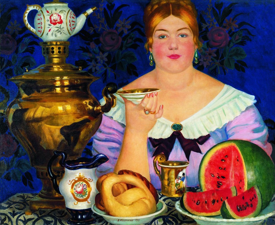 Борис Кустодиев. «Купчиха, пьющая чай», 1923
