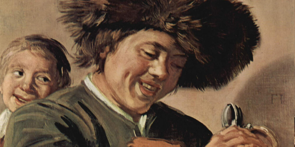 Картина Франса Халса «Два смеющихся мальчика с кружкой пива», 1626. Фрагмент