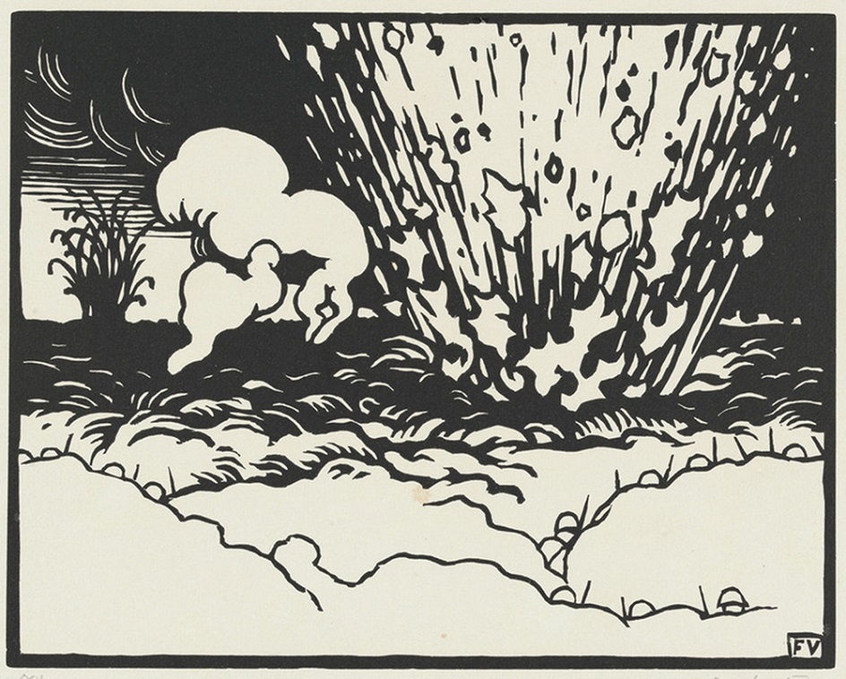 Феликс Валлоттон. Ксилография из серии «Такова война», 1915