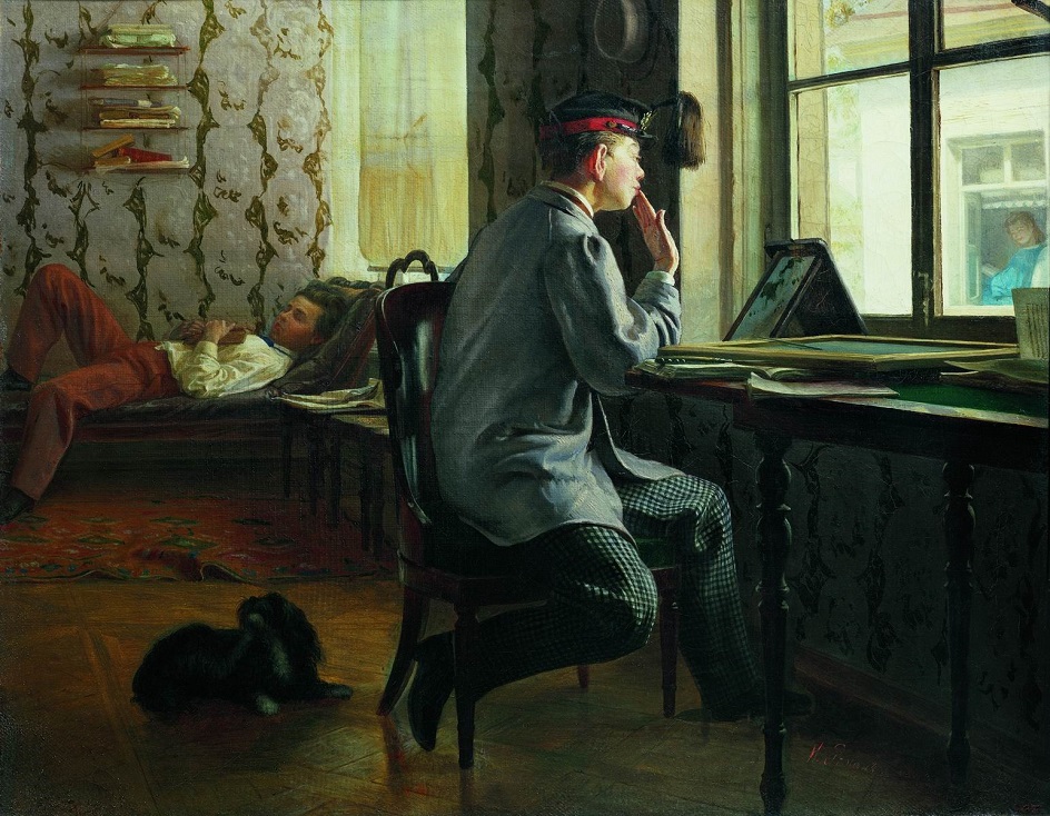 Илья Репин. Картина «Приготовление к экзамену», 1864