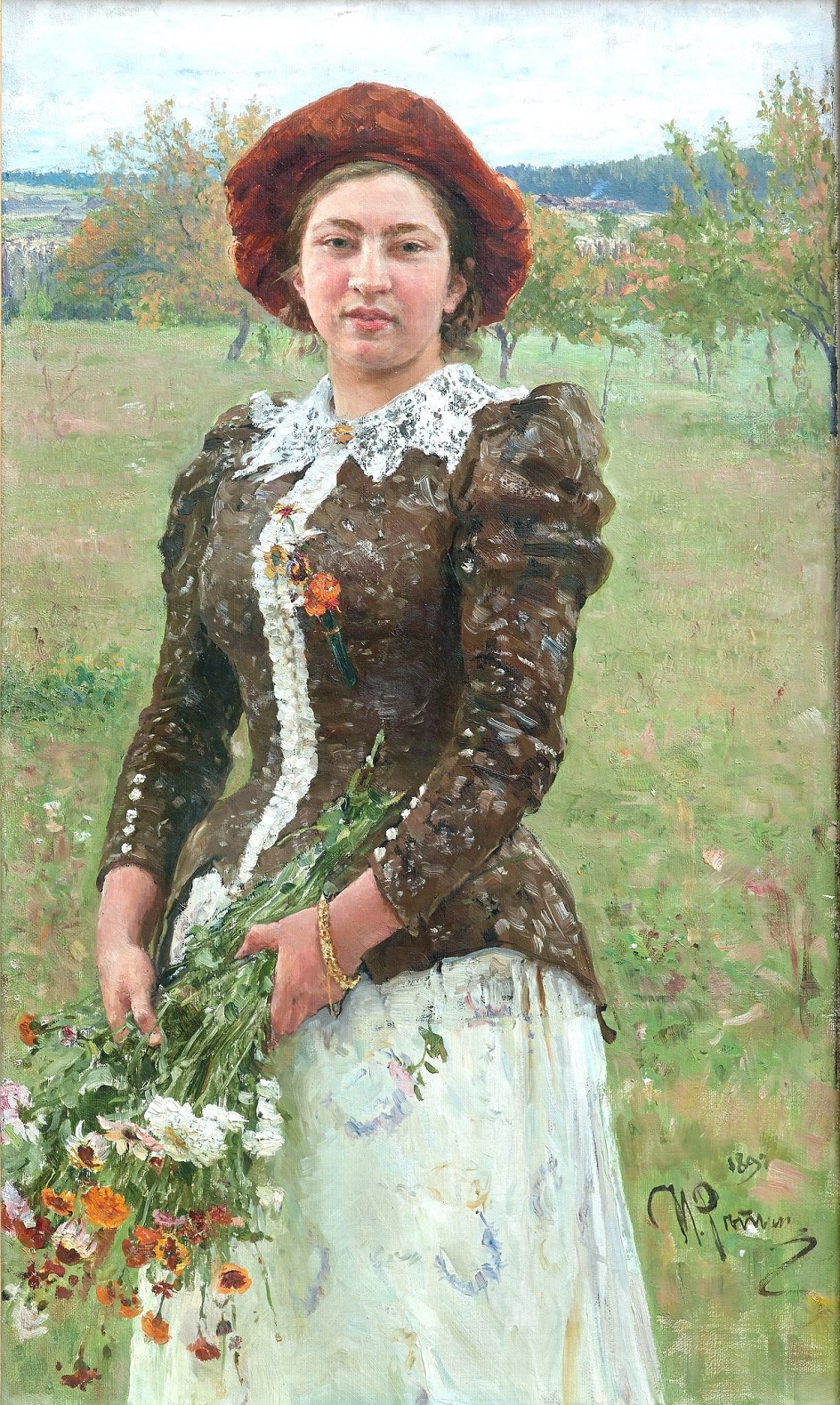 Илья Репин. Картина «Осенний букет» («Портрет дочери художника Веры Репиной»), 1892