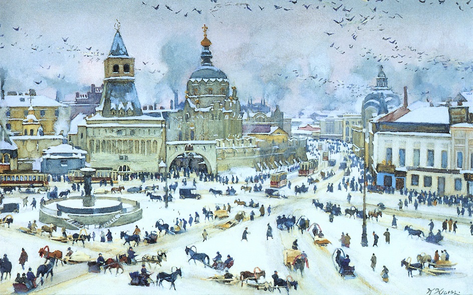 Константин Юон. Картина «Лубянская площадь зимой», 1905