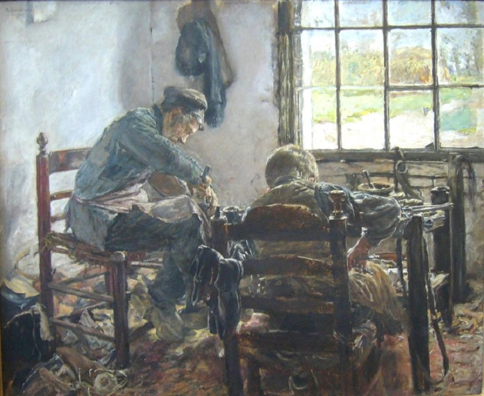 Макс Либерман. Картина «Сапожная мастерская», 1881
