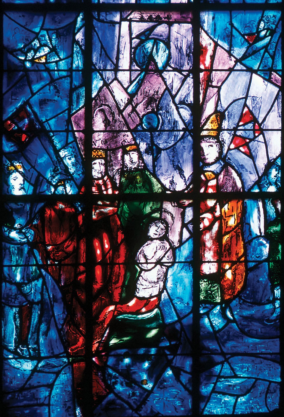 Марк Шагал. Витраж часовни Реймсского собора. Фрагмент, 1974