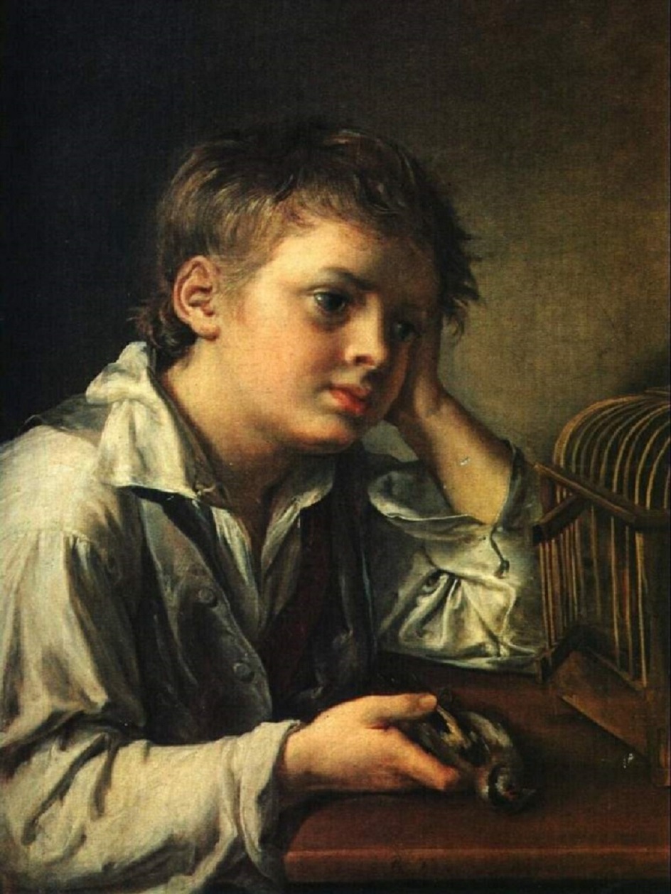 Василий Тропинин. «Мальчик, тоскующий об умершей своей птичке», 1829