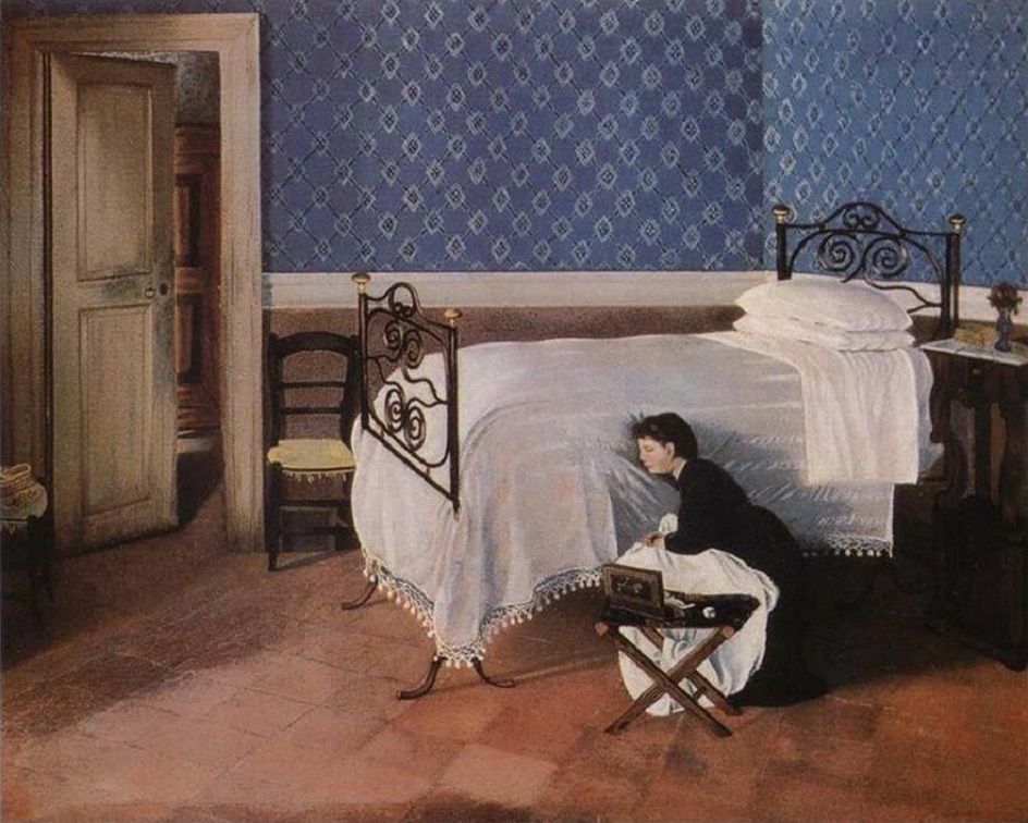 Веризм. Адриано Чечони. Картина «Интерьер с фигурой», 1868