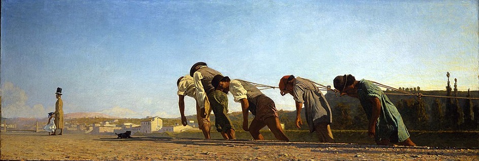 Веризм. Телемако Сеньйорини. Картина «Буксирный трос в Le Cascine во Флоренции», 1864
