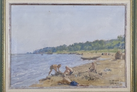Антикварные картины (живопись и графика), Дети на пляже